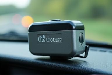 Close-up image of a Mautbox electronic toll device mounted on a vehicle's windscreen.